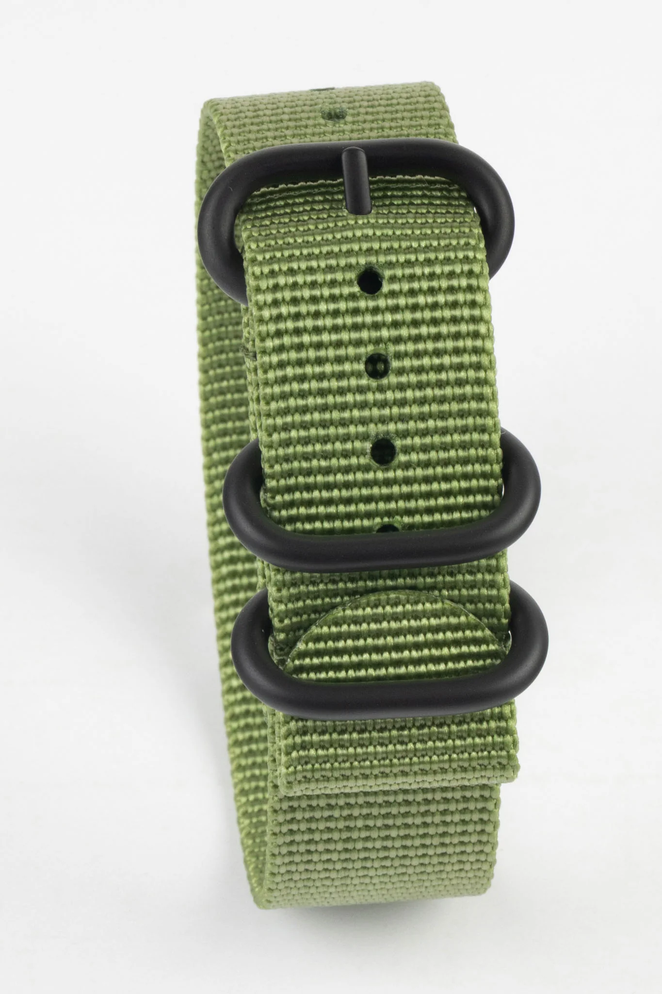 ZULU Nylon Watch Strap with 3 PVD Rings in ARMY GREEN - Image 6