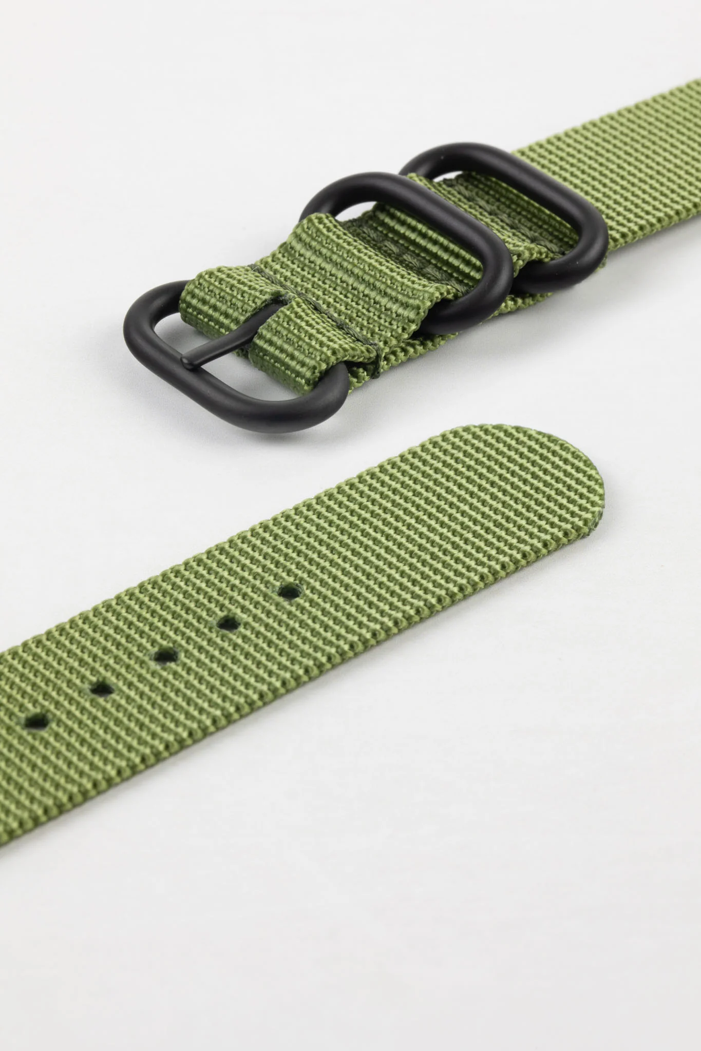 ZULU Nylon Watch Strap with 3 PVD Rings in ARMY GREEN - Image 7