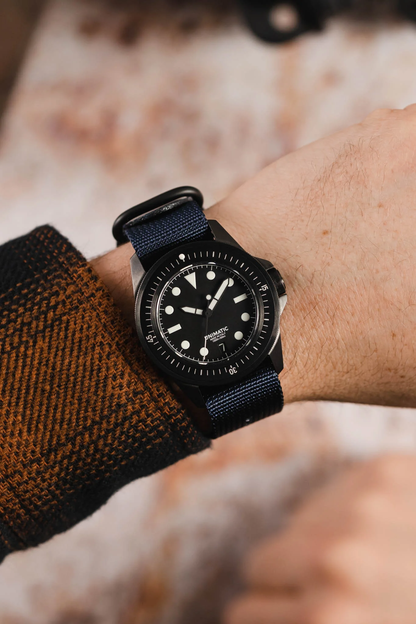 ZULU Nylon Watch Strap with 3 PVD Rings in DARK BLUE - Image 2