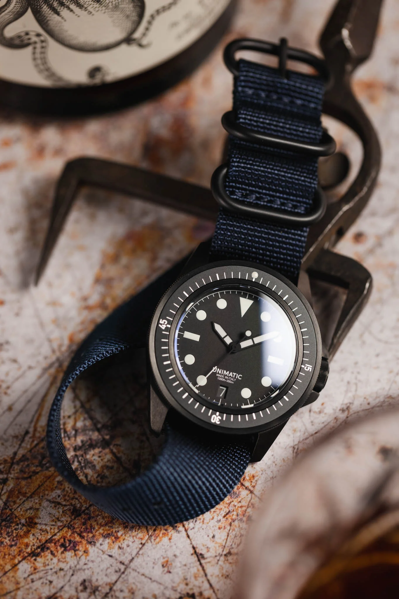ZULU Nylon Watch Strap with 3 PVD Rings in DARK BLUE - Image 5