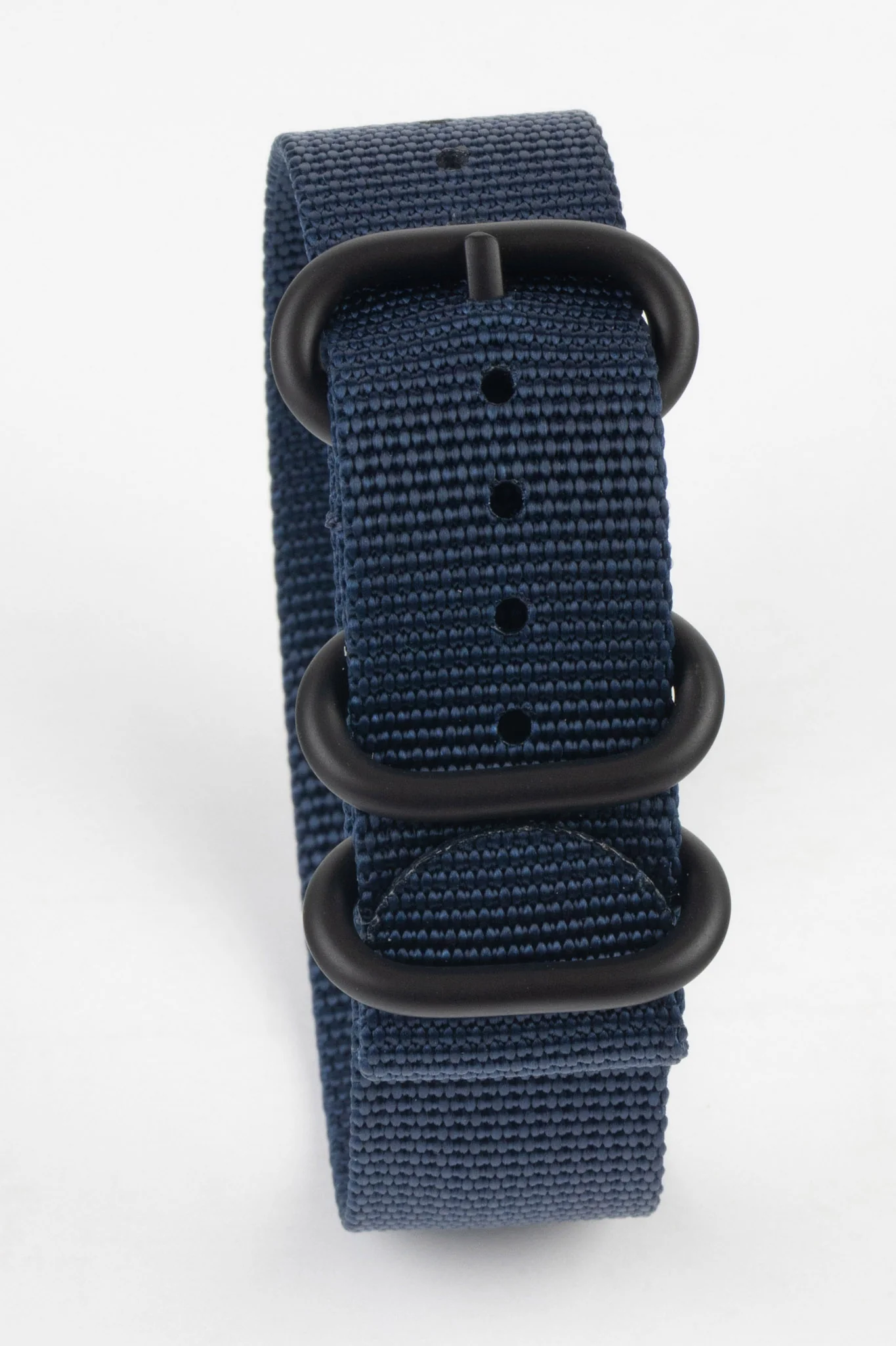 ZULU Nylon Watch Strap with 3 PVD Rings in DARK BLUE - Image 6