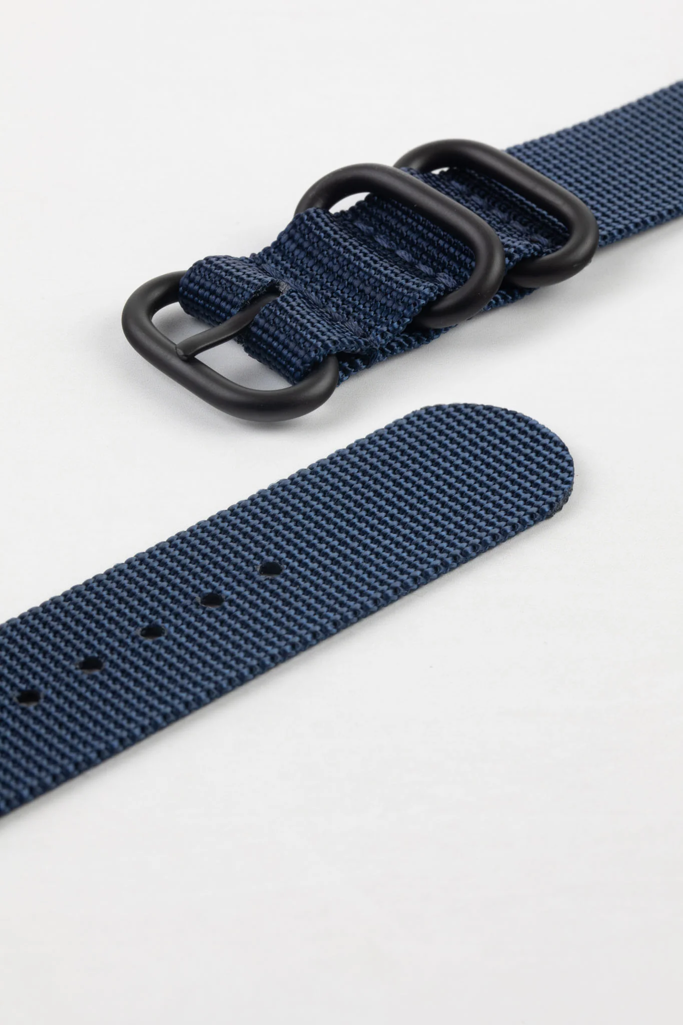 ZULU Nylon Watch Strap with 3 PVD Rings in DARK BLUE - Image 7
