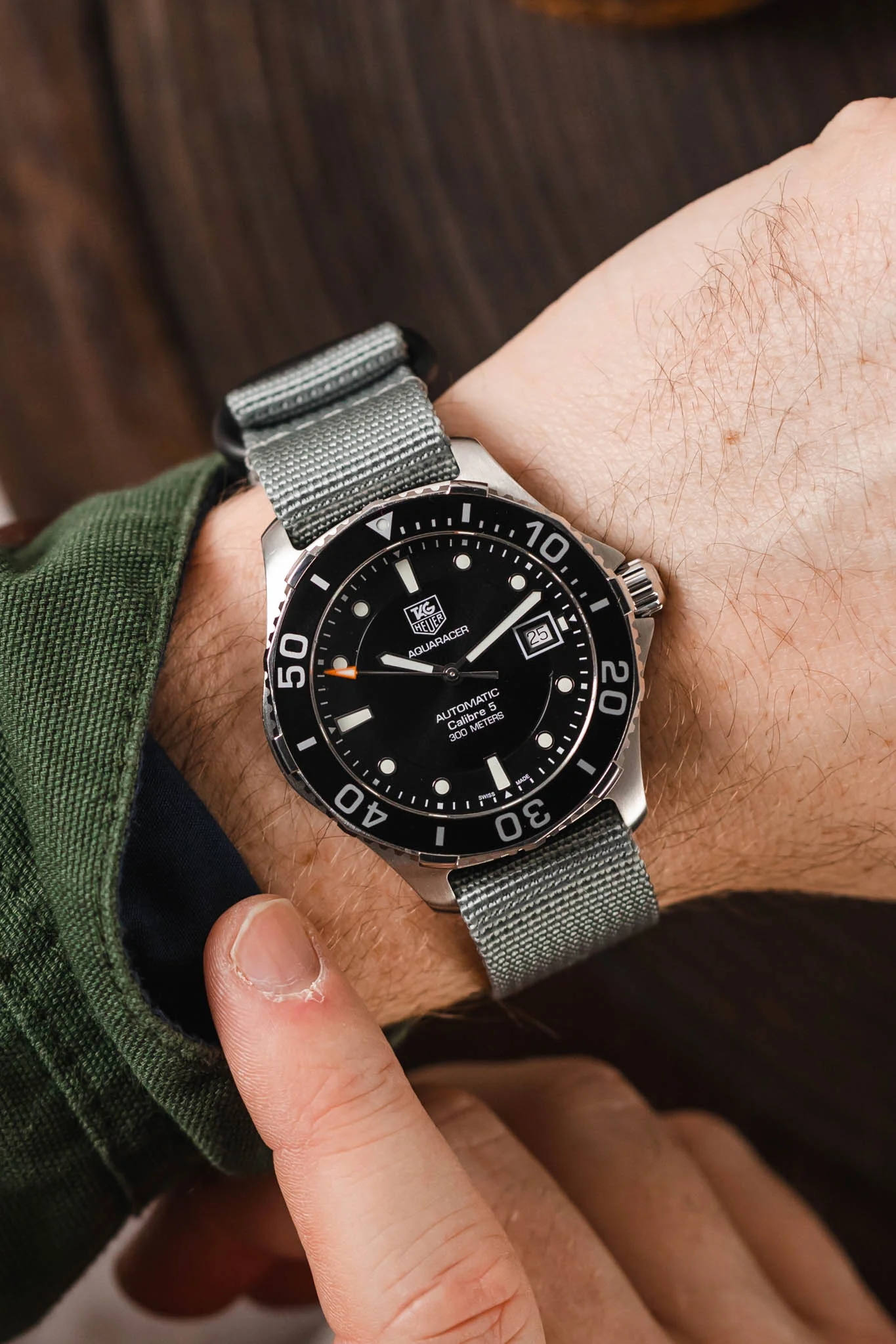 ZULU Nylon Watch Strap with 3 PVD Rings in GREY - Image 2
