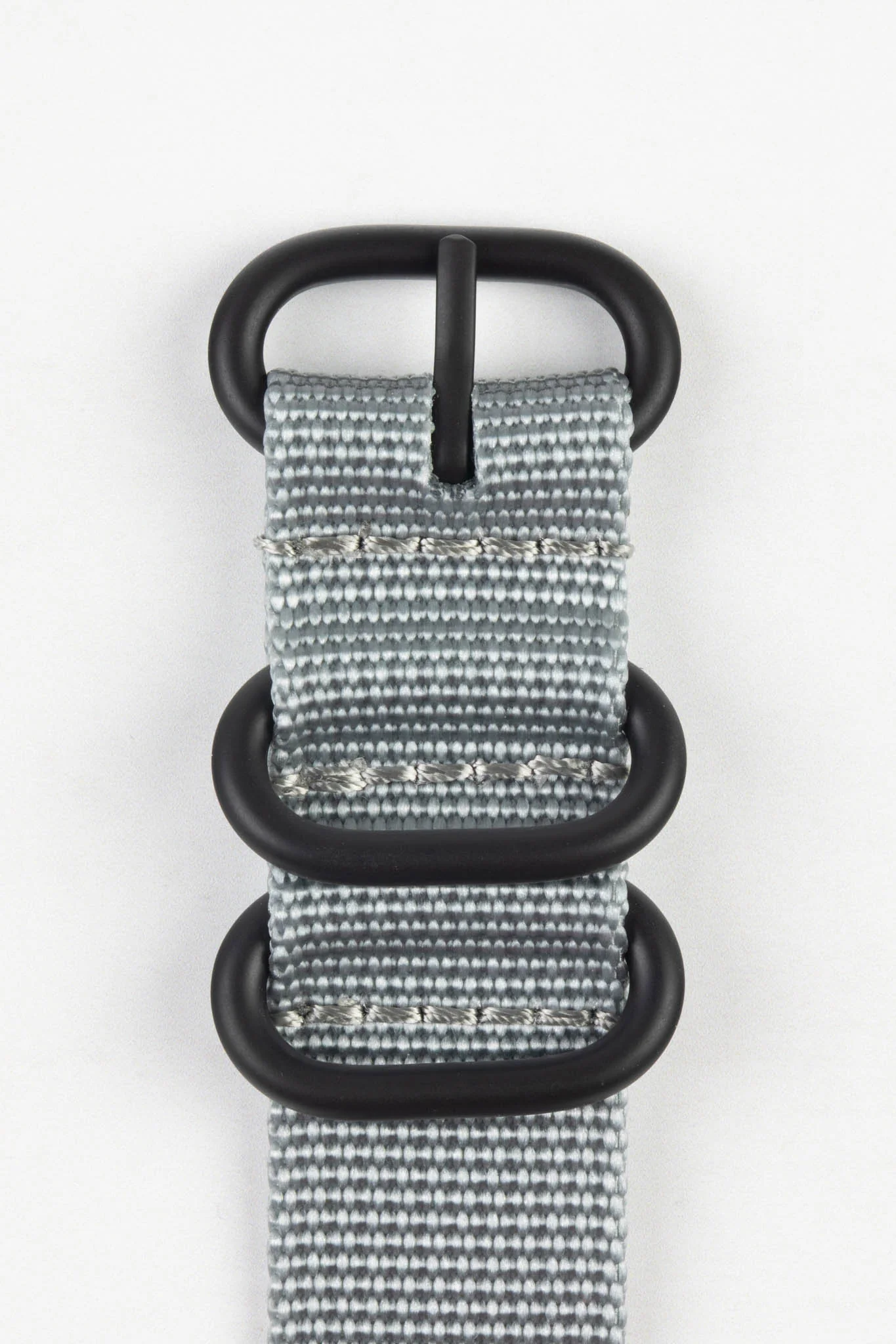 ZULU Nylon Watch Strap with 3 PVD Rings in GREY - Image 4
