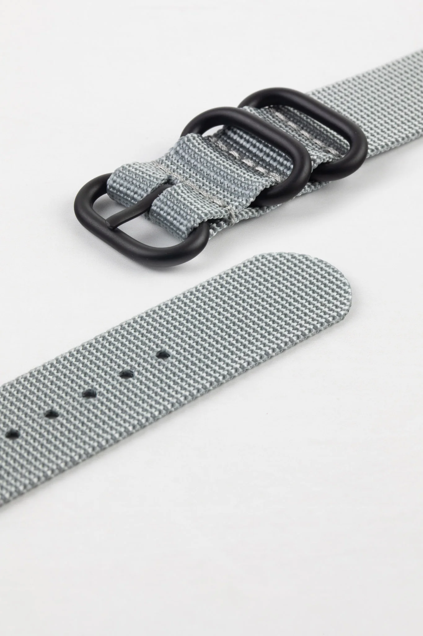ZULU Nylon Watch Strap with 3 PVD Rings in GREY - Image 7