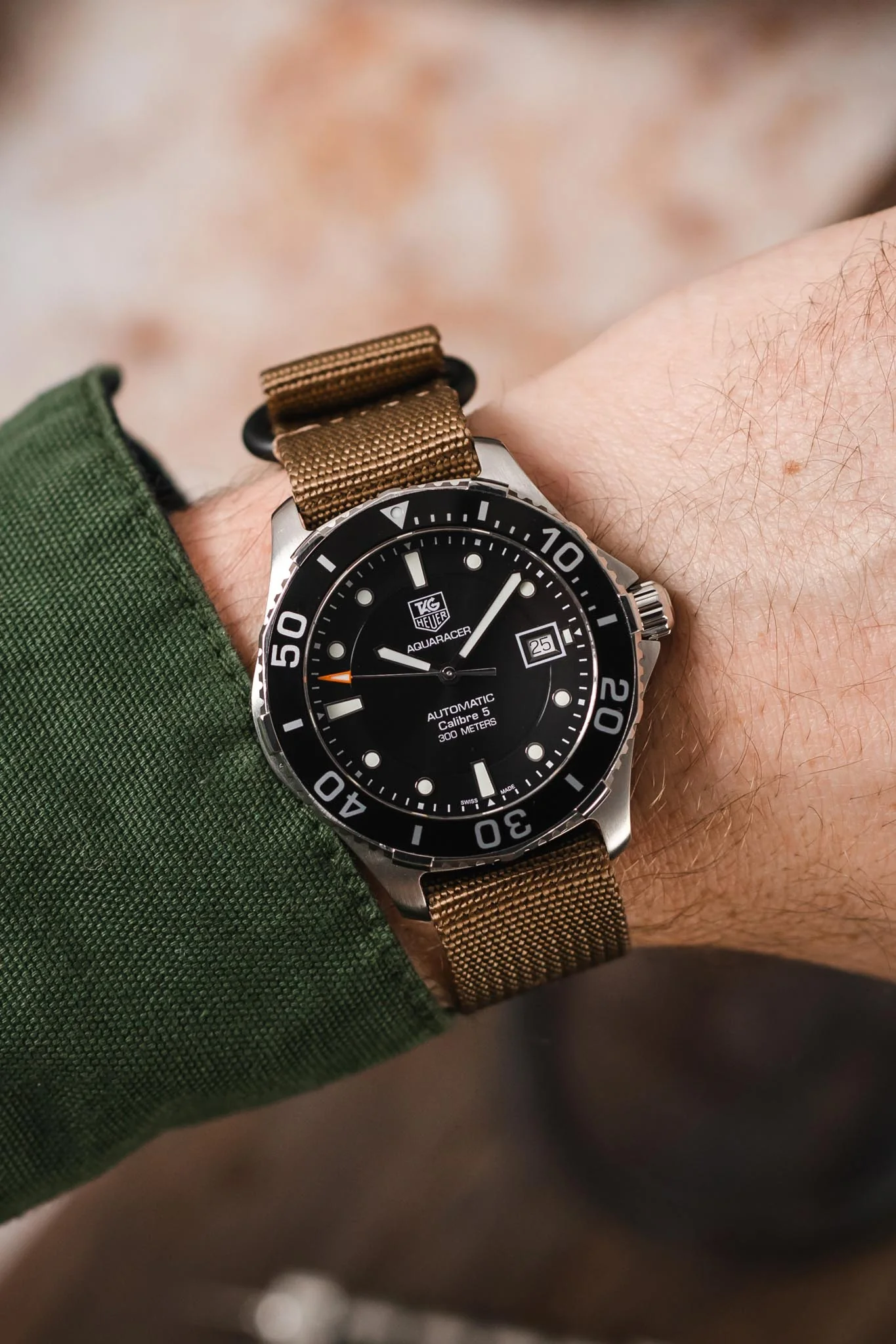 ZULU Nylon Watch Strap with 3 PVD Rings in KHAKI - Image 2