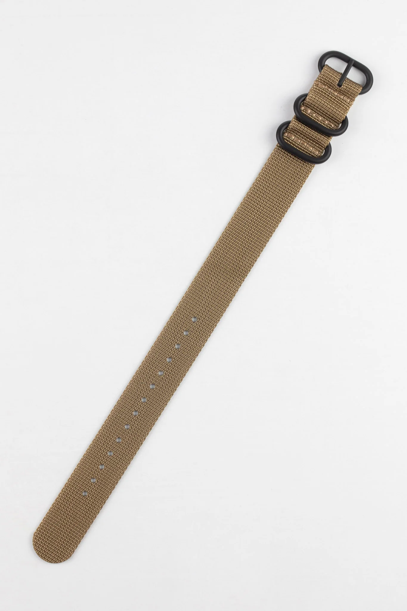 ZULU Nylon Watch Strap with 3 PVD Rings in KHAKI - Image 3