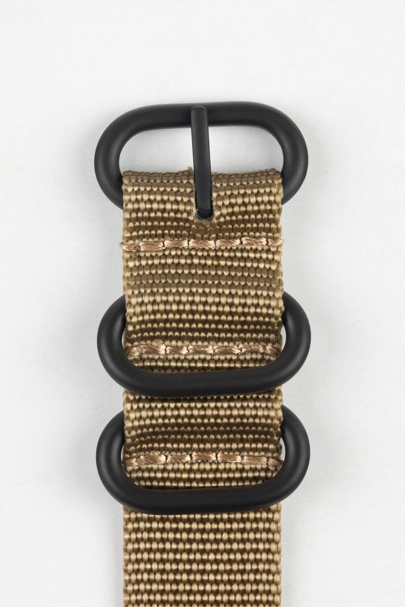 ZULU Nylon Watch Strap with 3 PVD Rings in KHAKI - Image 4
