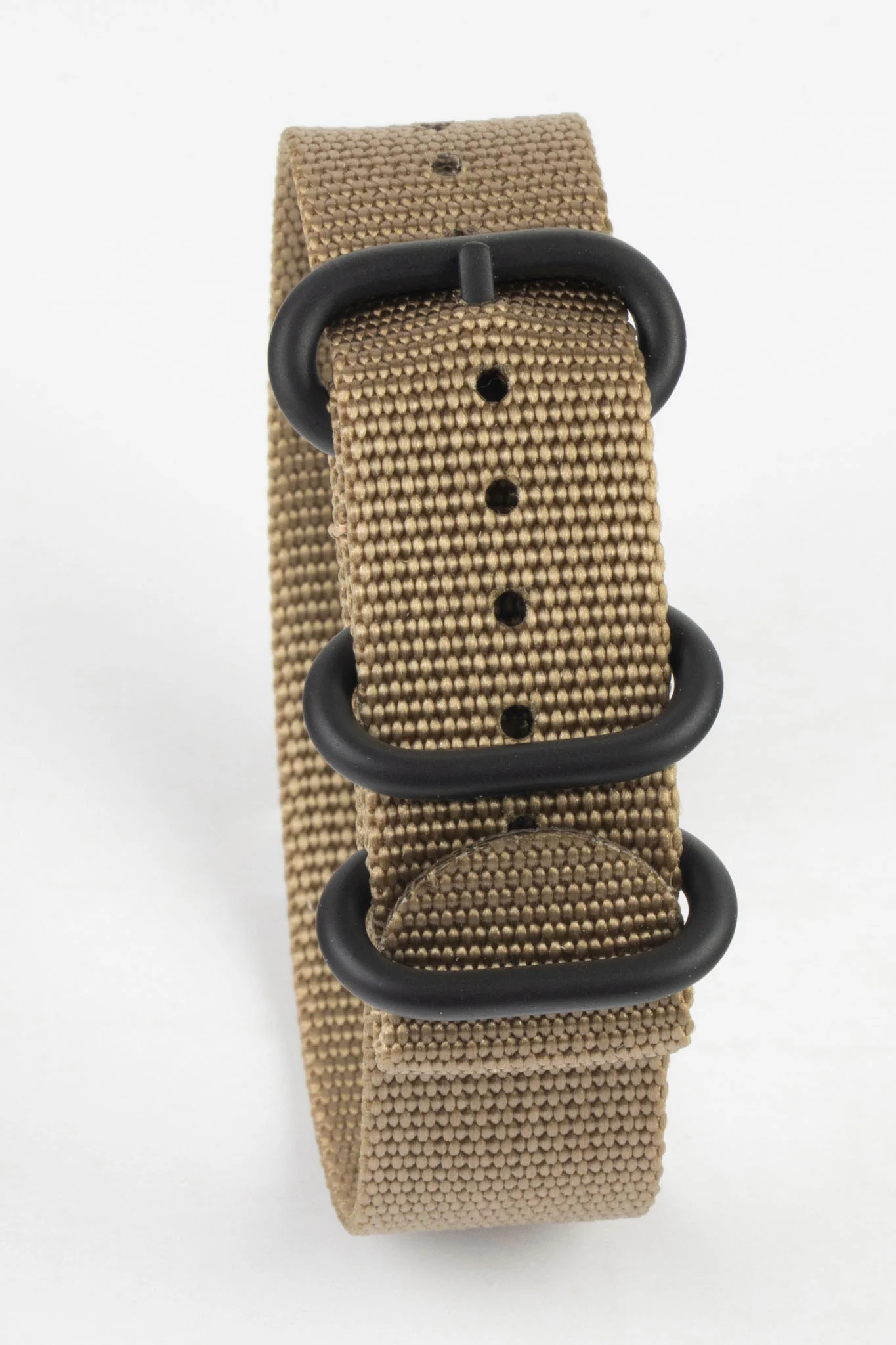 ZULU Nylon Watch Strap with 3 PVD Rings in KHAKI - Image 6