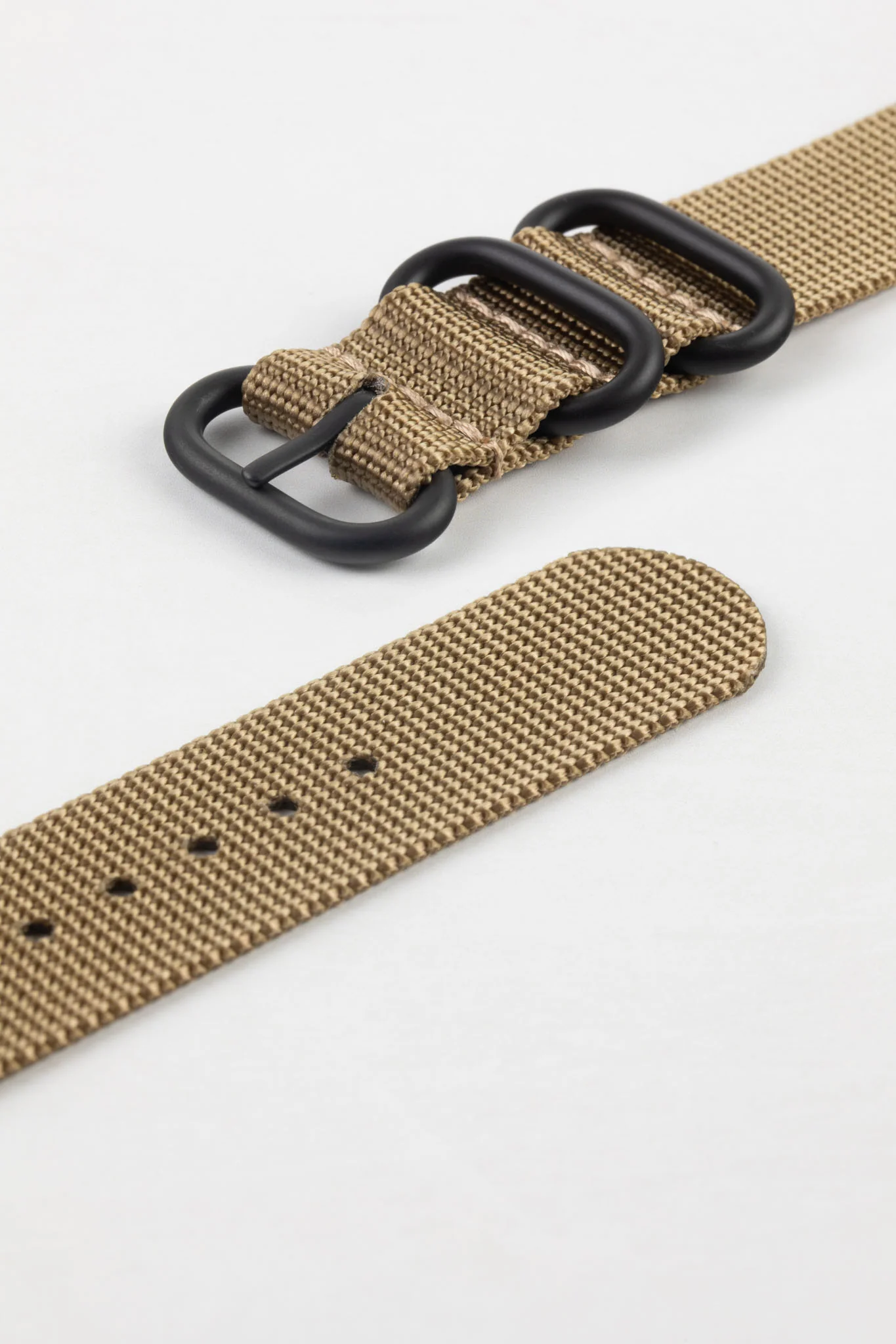 ZULU Nylon Watch Strap with 3 PVD Rings in KHAKI - Image 7