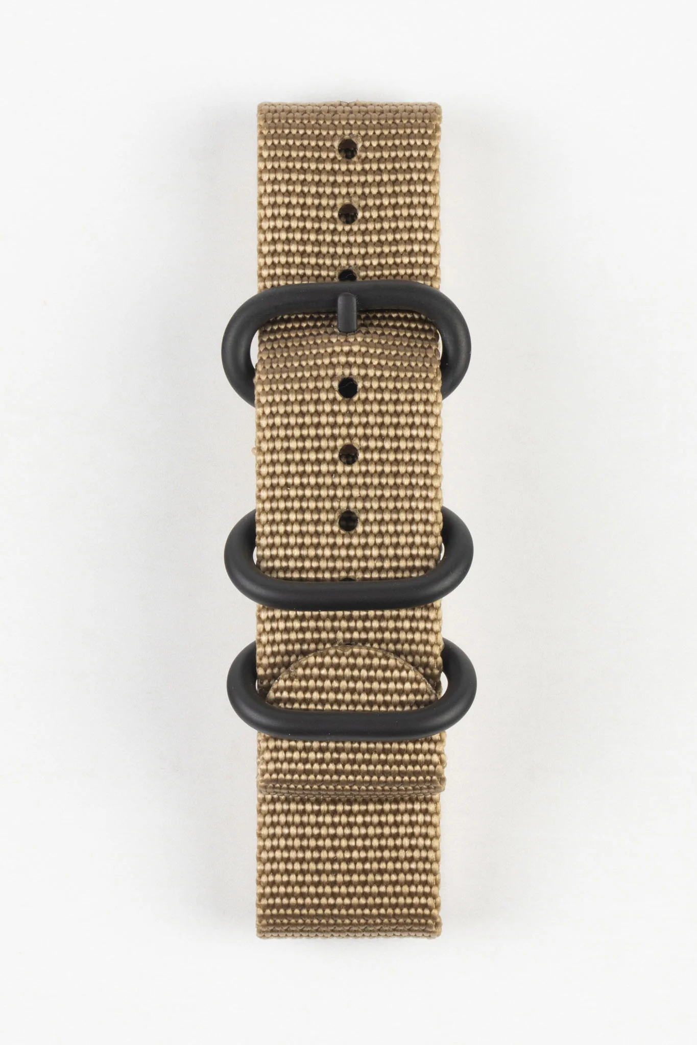 ZULU Nylon Watch Strap with 3 PVD Rings in KHAKI - Image 8