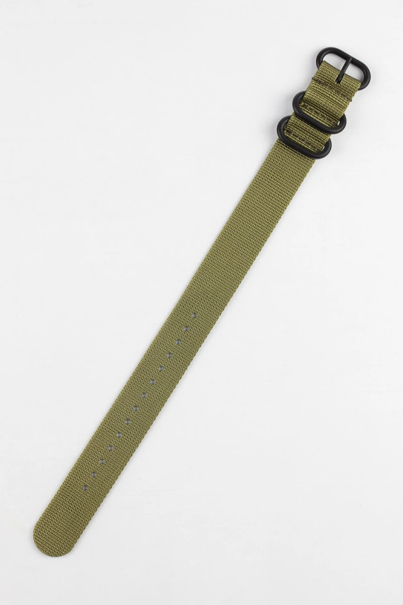 ZULU Nylon Watch Strap with 3 PVD Rings in OLIVE GREEN - Image 3