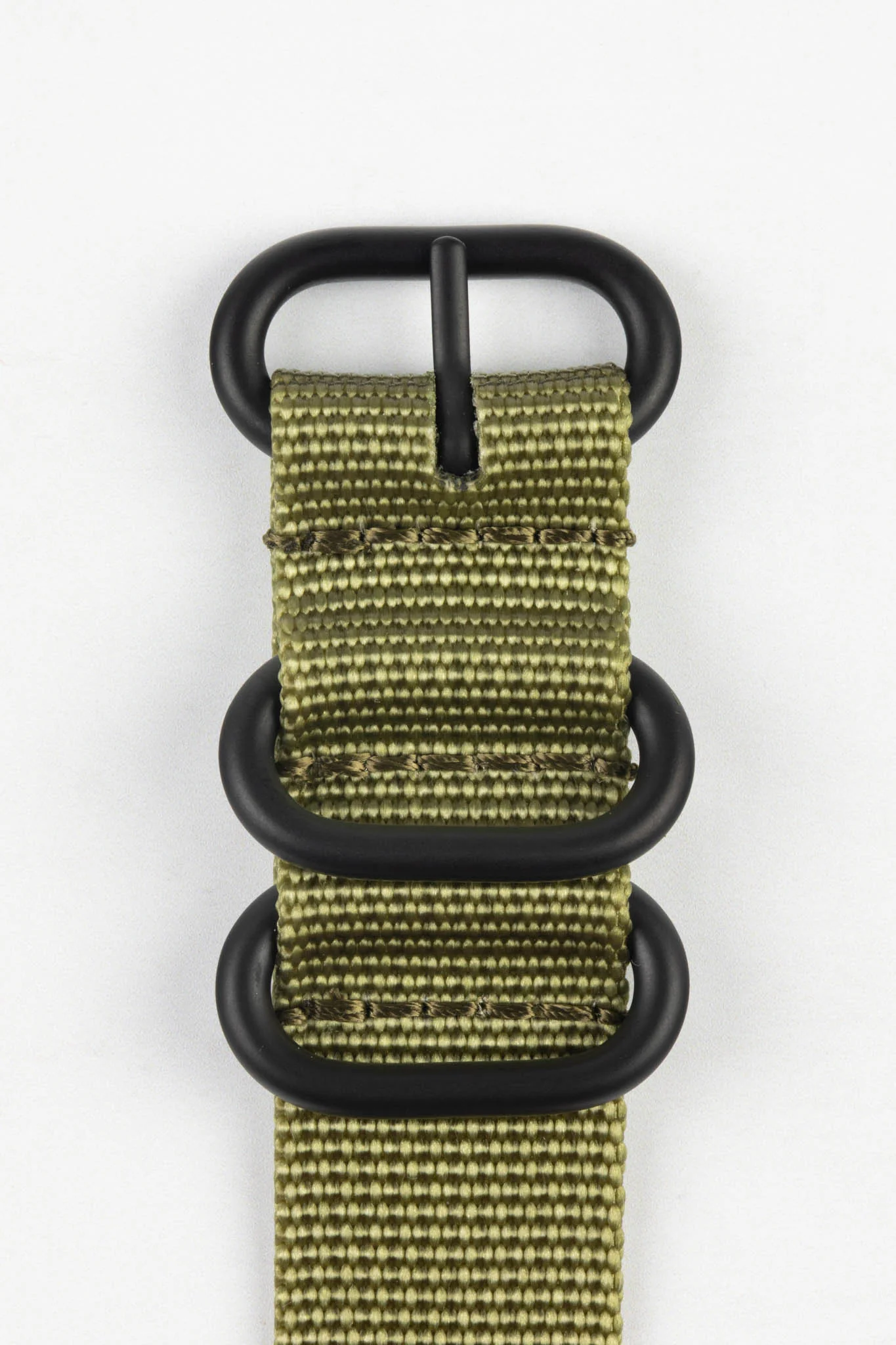 ZULU Nylon Watch Strap with 3 PVD Rings in OLIVE GREEN - Image 4