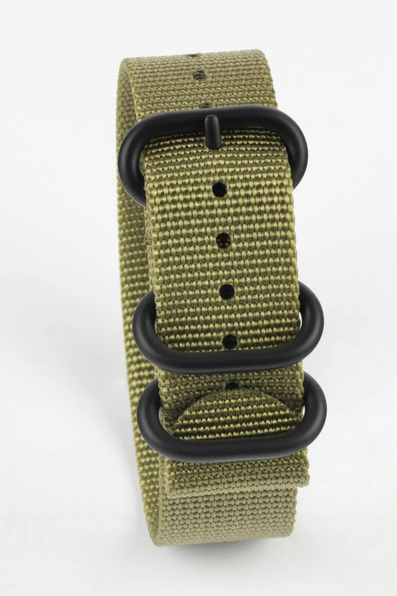ZULU Nylon Watch Strap with 3 PVD Rings in OLIVE GREEN - Image 6