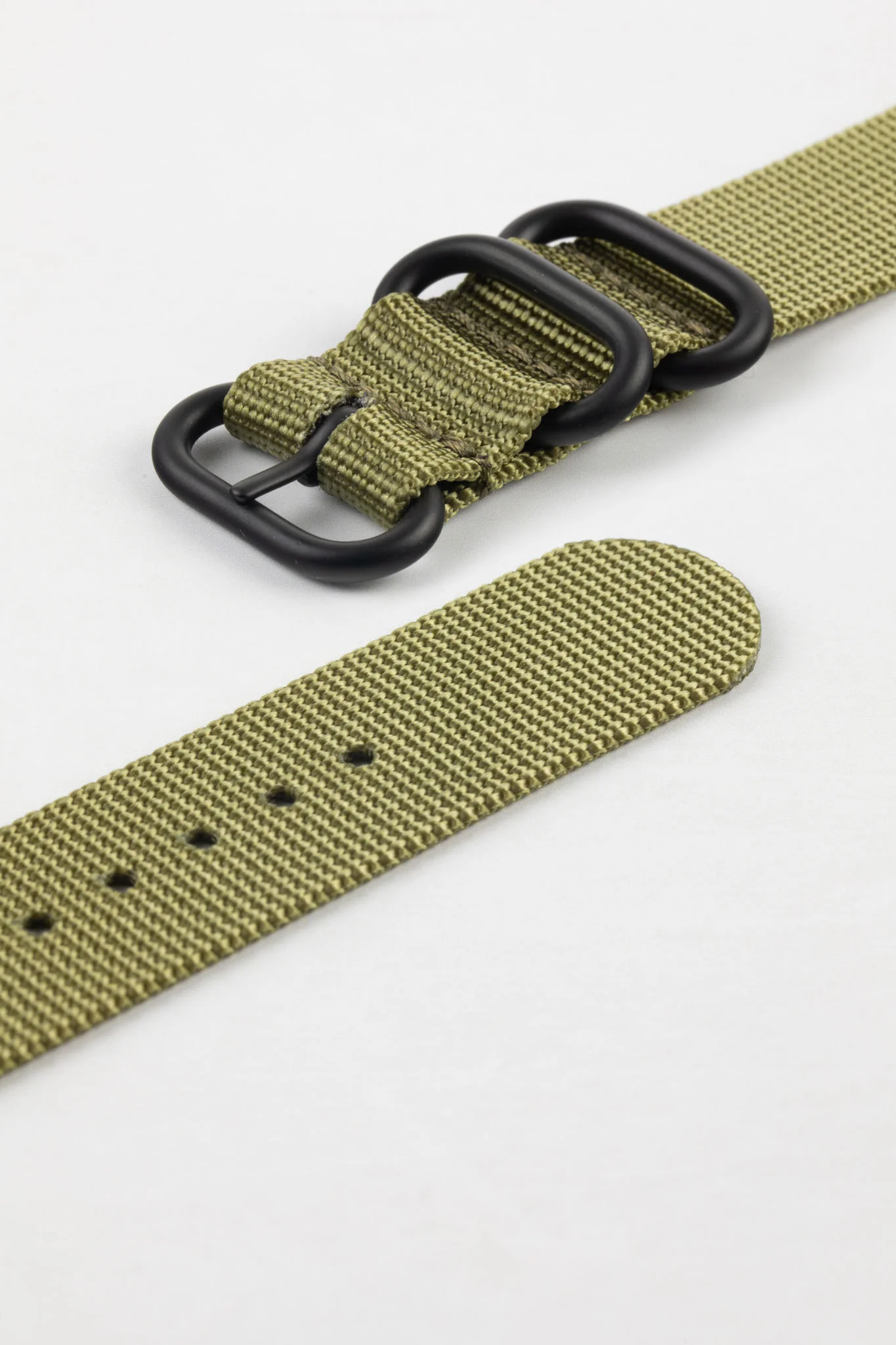 ZULU Nylon Watch Strap with 3 PVD Rings in OLIVE GREEN - Image 7