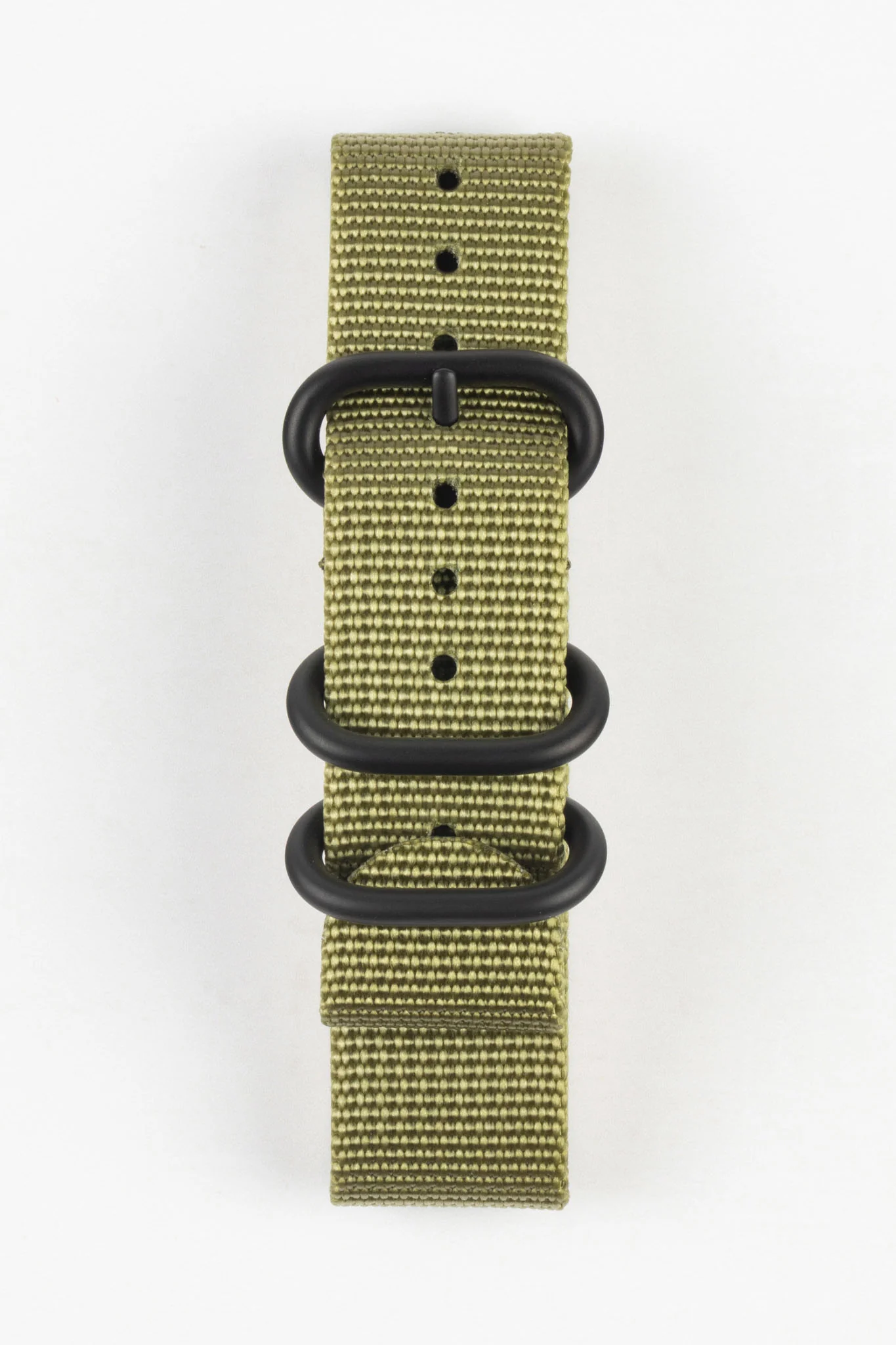 ZULU Nylon Watch Strap with 3 PVD Rings in OLIVE GREEN - Image 8