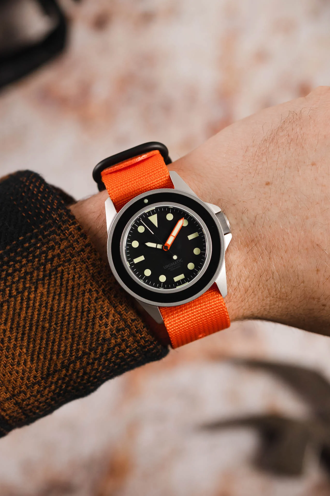 ZULU Nylon Watch Strap with 3 PVD Rings in ORANGE - Image 2