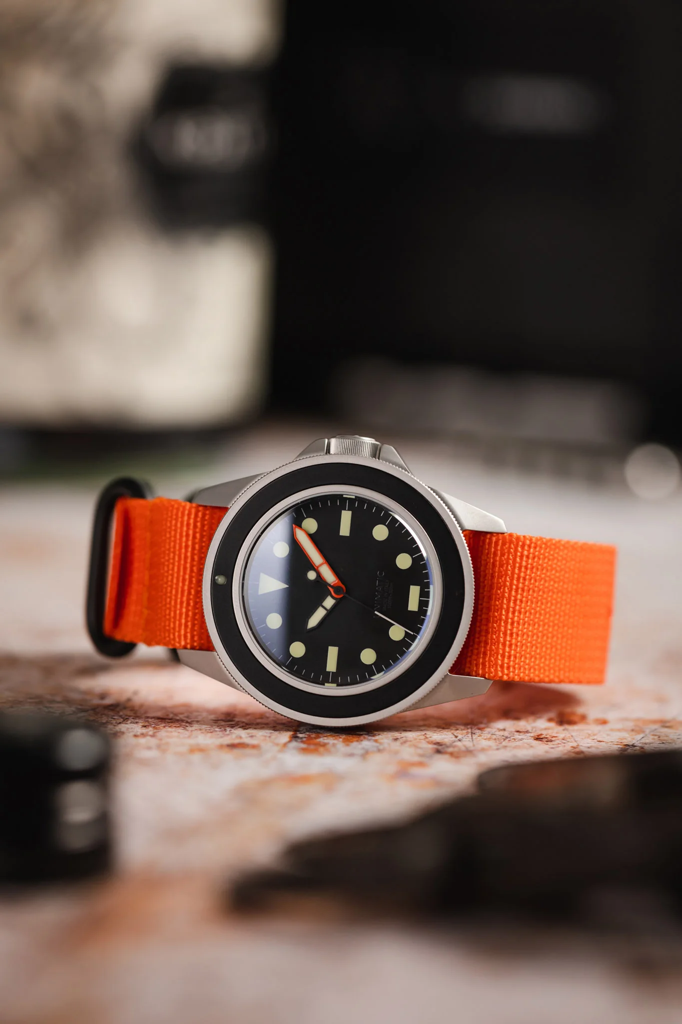 ZULU Nylon Watch Strap with 3 PVD Rings in ORANGE - Image 4