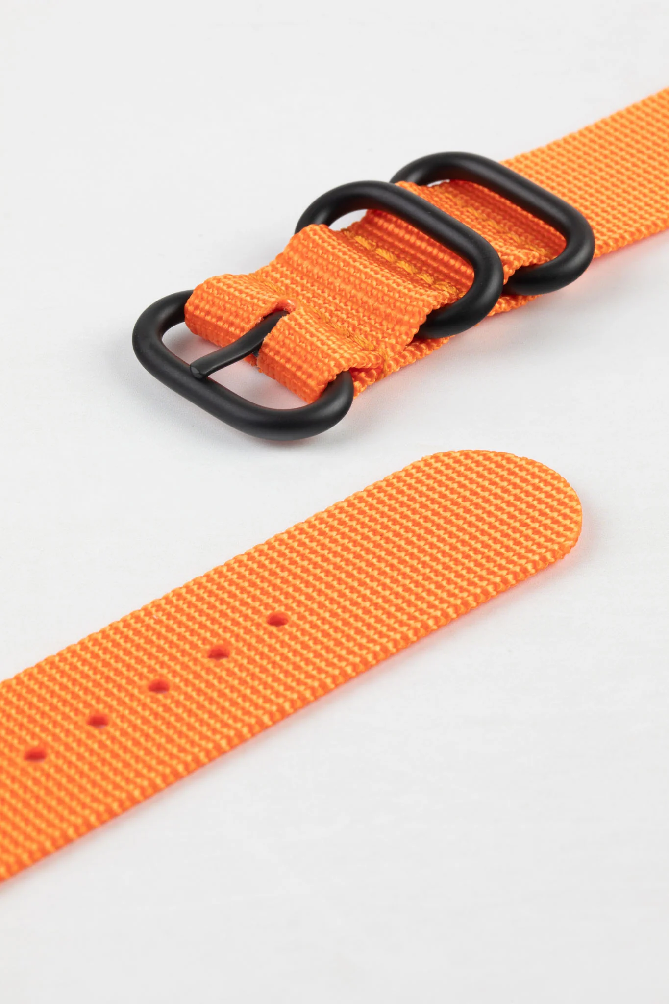 ZULU Nylon Watch Strap with 3 PVD Rings in ORANGE - Image 7