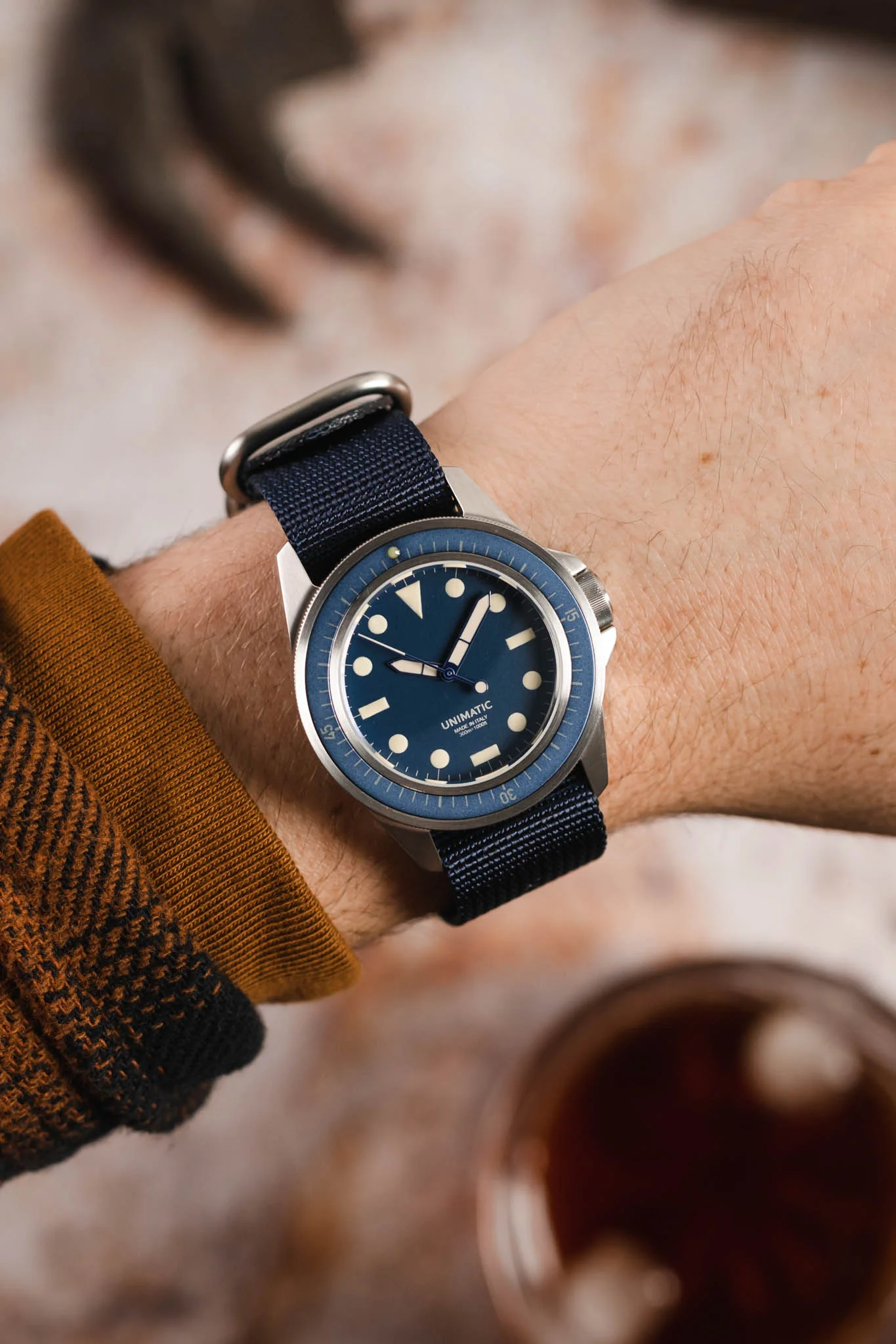 ZULU Nylon Watch Strap with 3 Steel Rings in DARK BLUE - Image 2