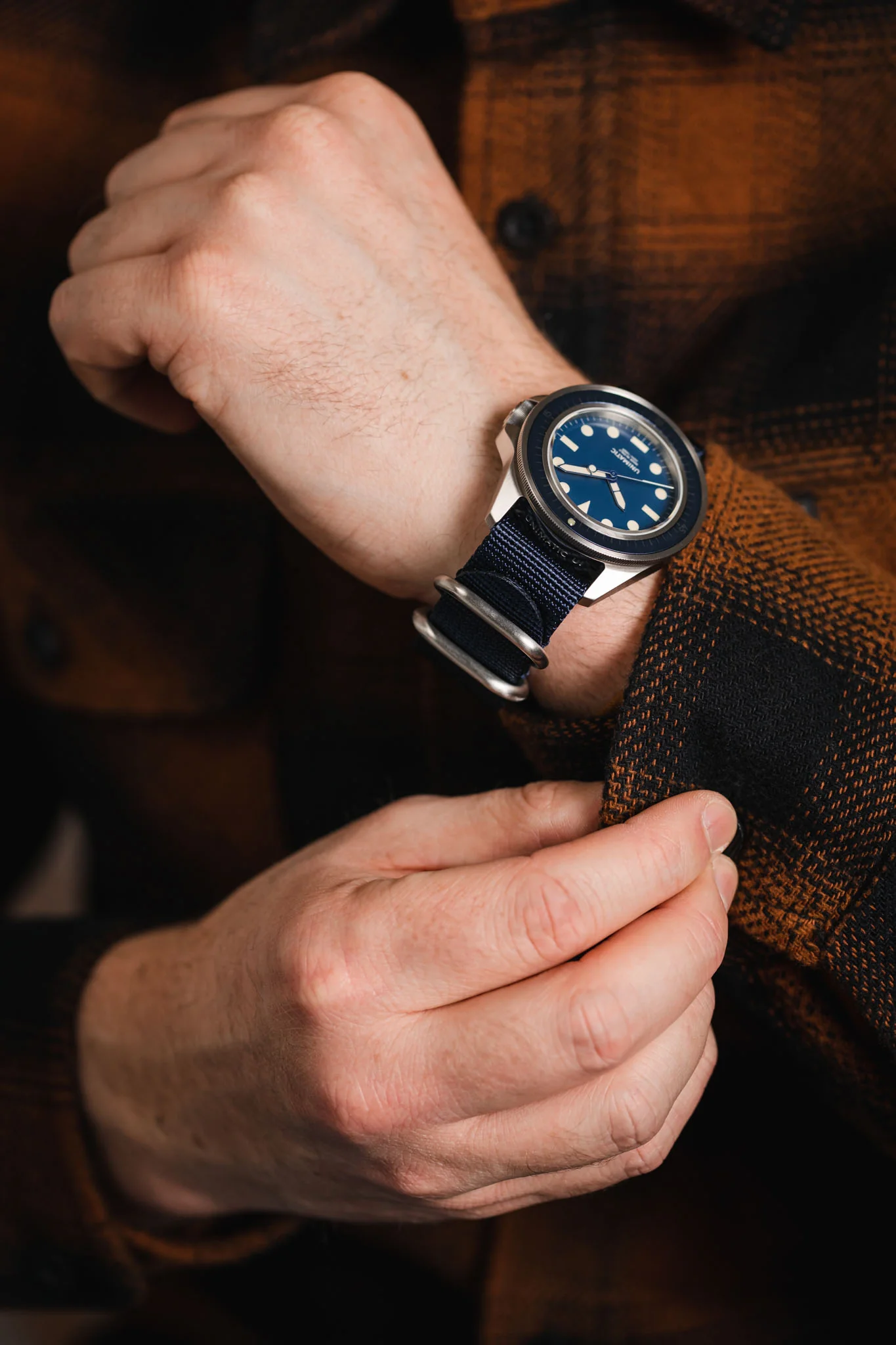 ZULU Nylon Watch Strap with 3 Steel Rings in DARK BLUE - Image 5