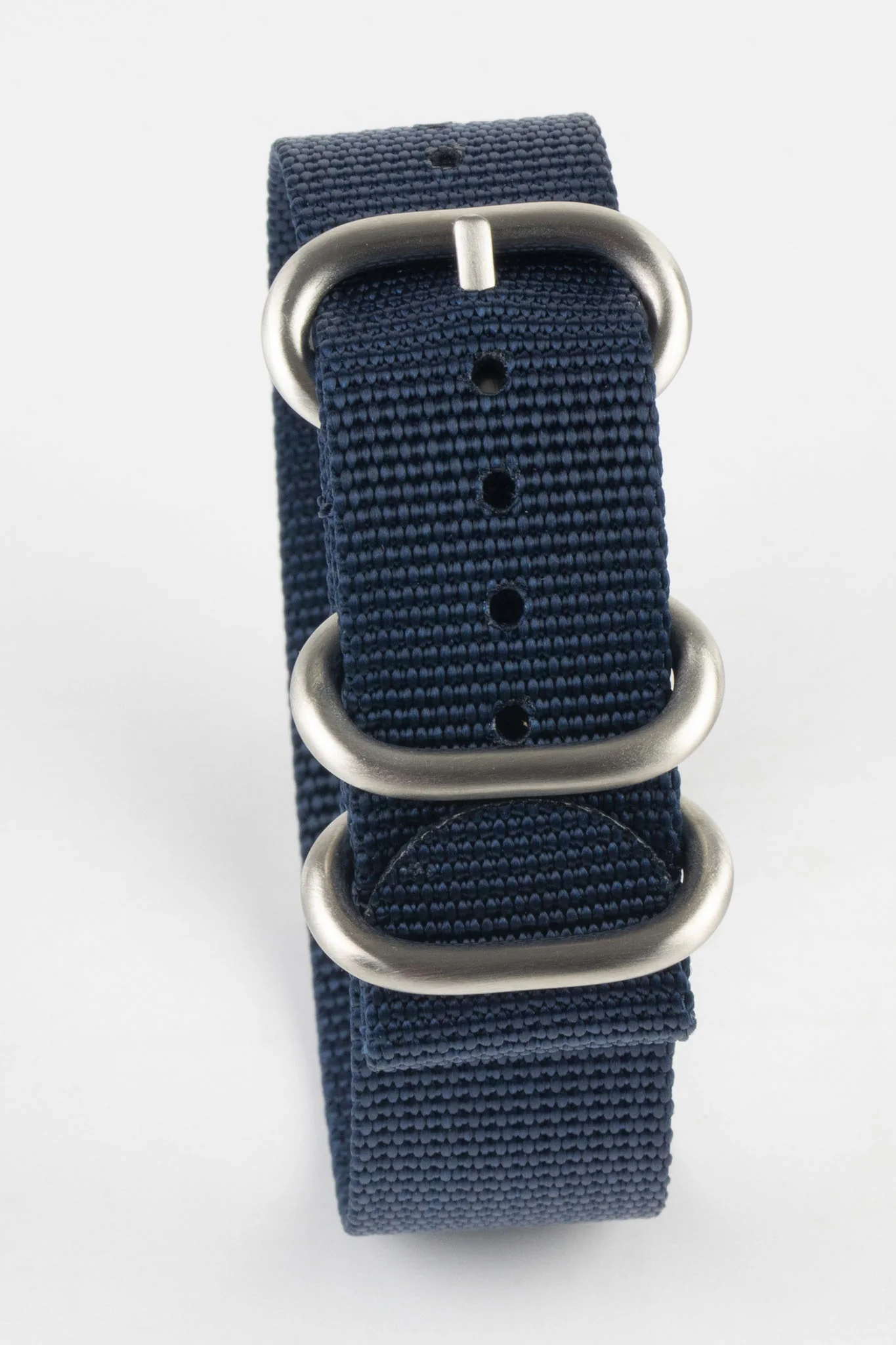 ZULU Nylon Watch Strap with 3 Steel Rings in DARK BLUE - Image 6